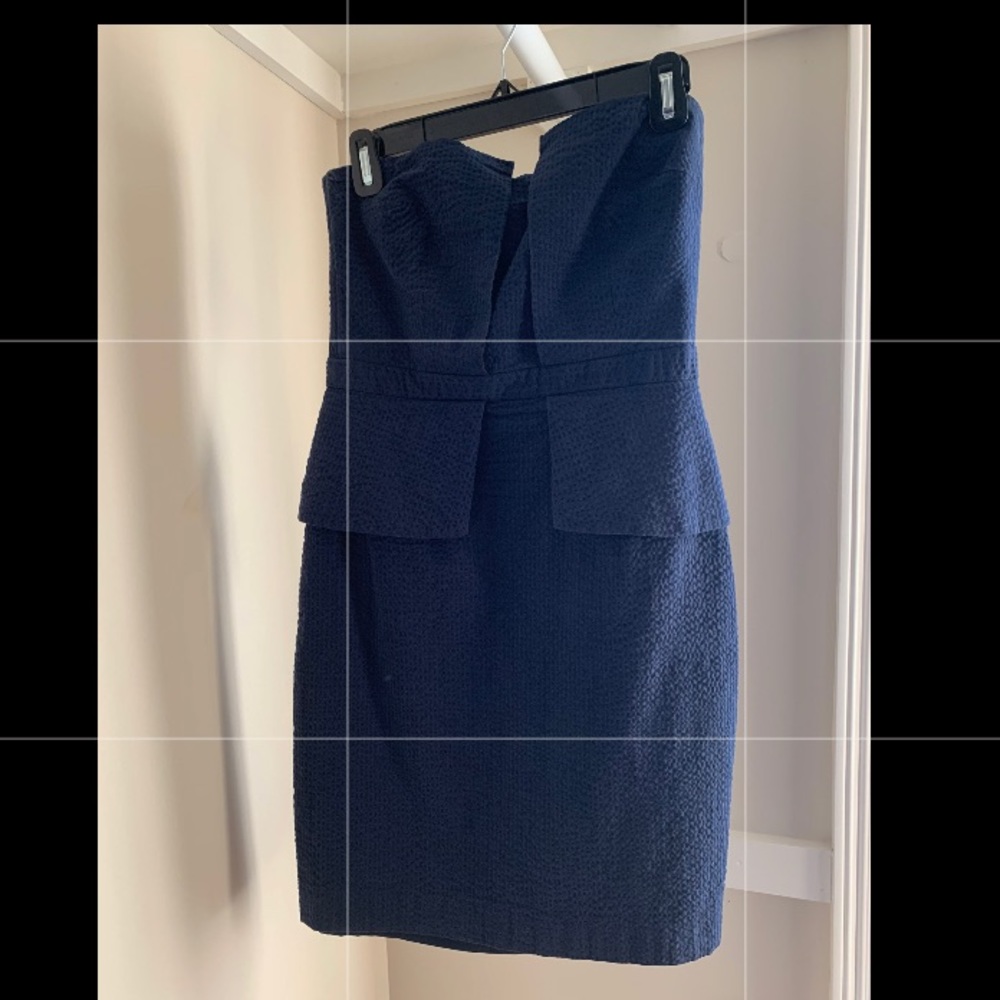 Banana Republic Navy Seersucker Peplum Dress